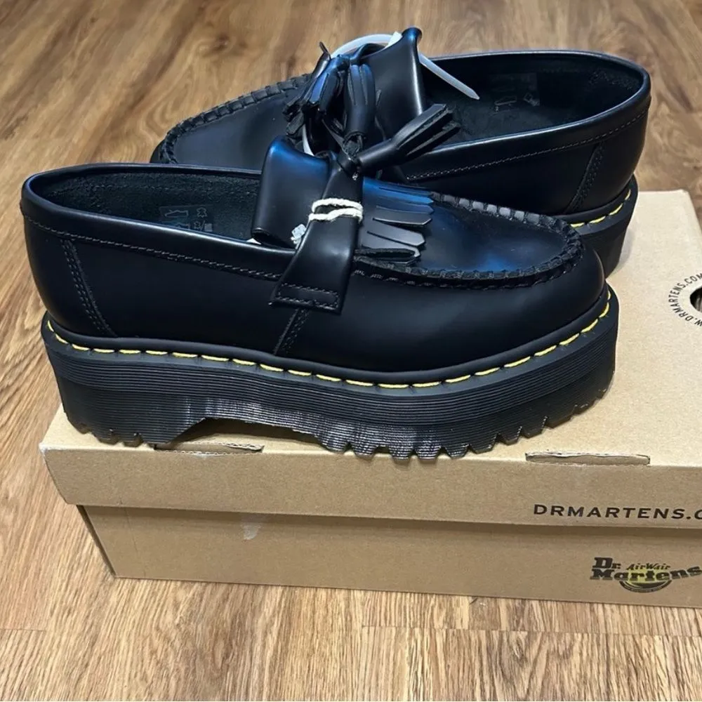 DR MARTENS Adrian Quad black leather platform loafers slip on shoes women’s 9 - Image 6