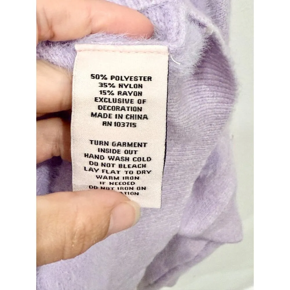 Nanette Lepore Pearl Floral Long Sleeve Pullover Sweater Lilac Women's Size M Purple Size M - Image 5