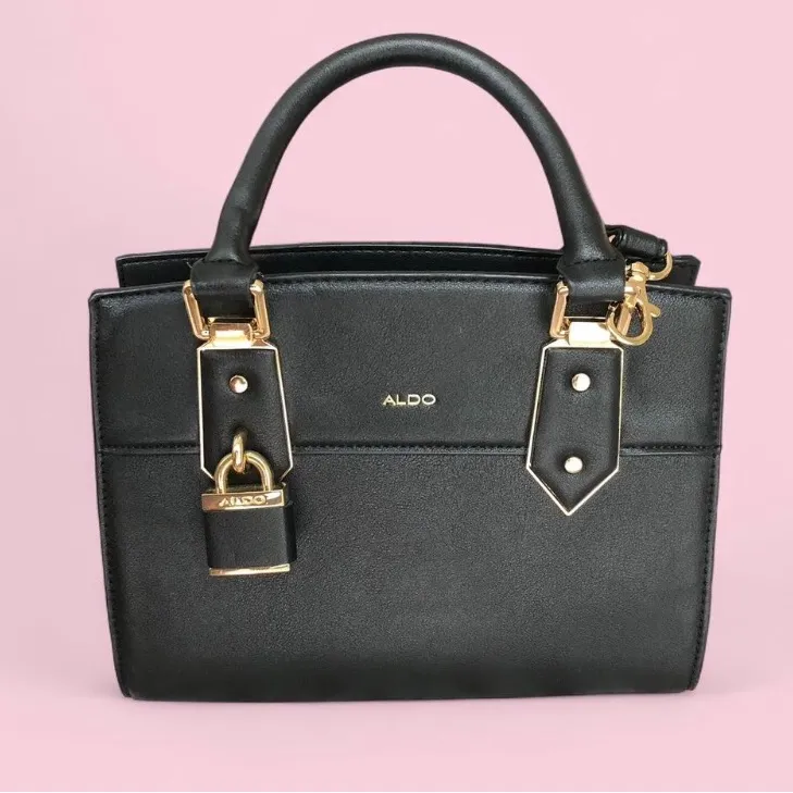 Aldo Women's Small Tote Vegan Leather Arm Bag Purse Satchel Black. - Image 2