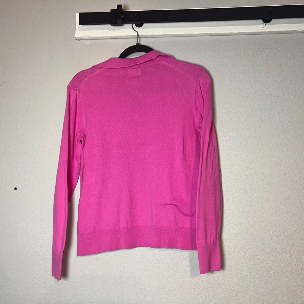 J. Crew Sweater Cotton Polo Collared Size XS Purple Pink Cotton Flaw - Image 3
