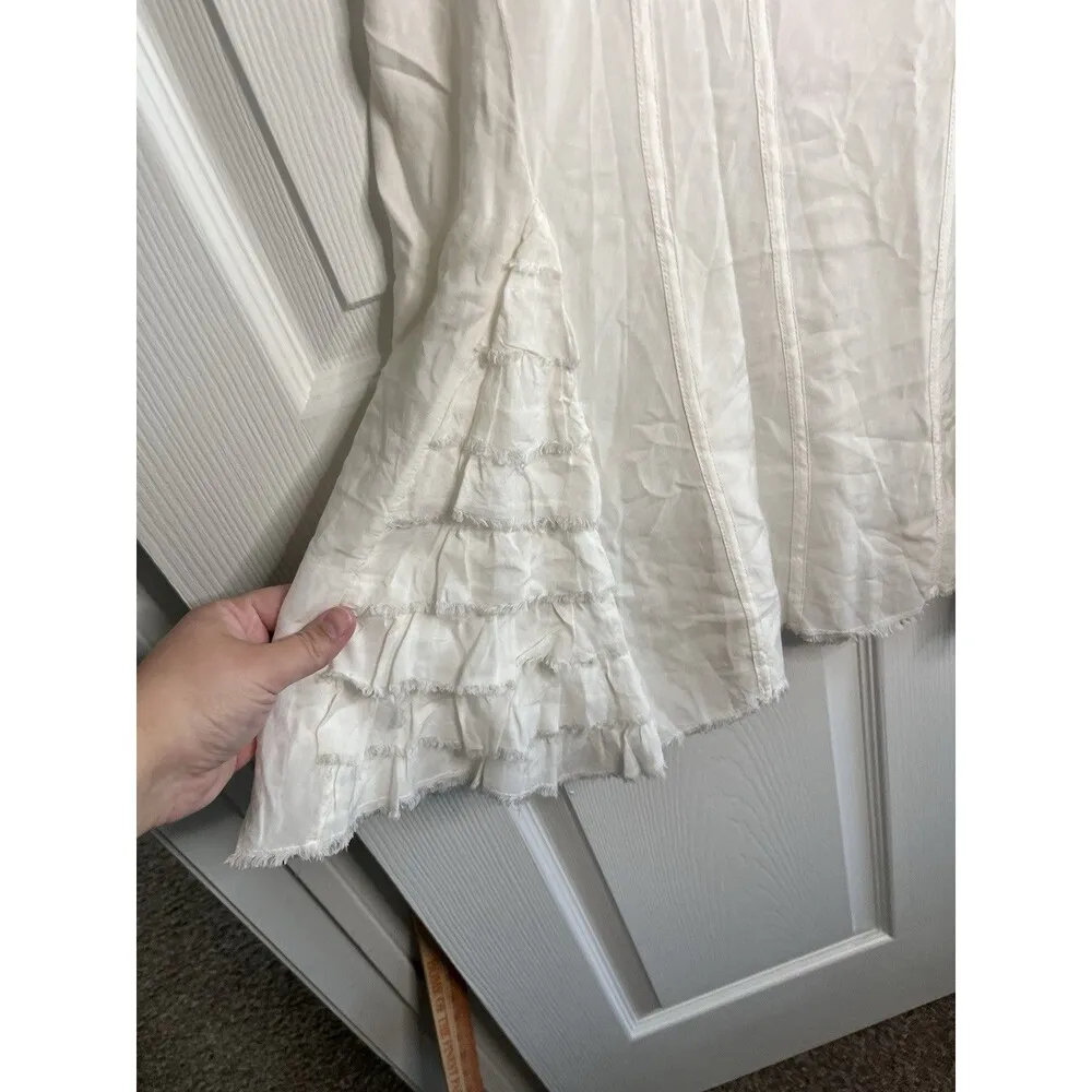 Intimately Free People Ruffle Long Tunic Mini Dress Tank Cream Size XS Boho - Image 7