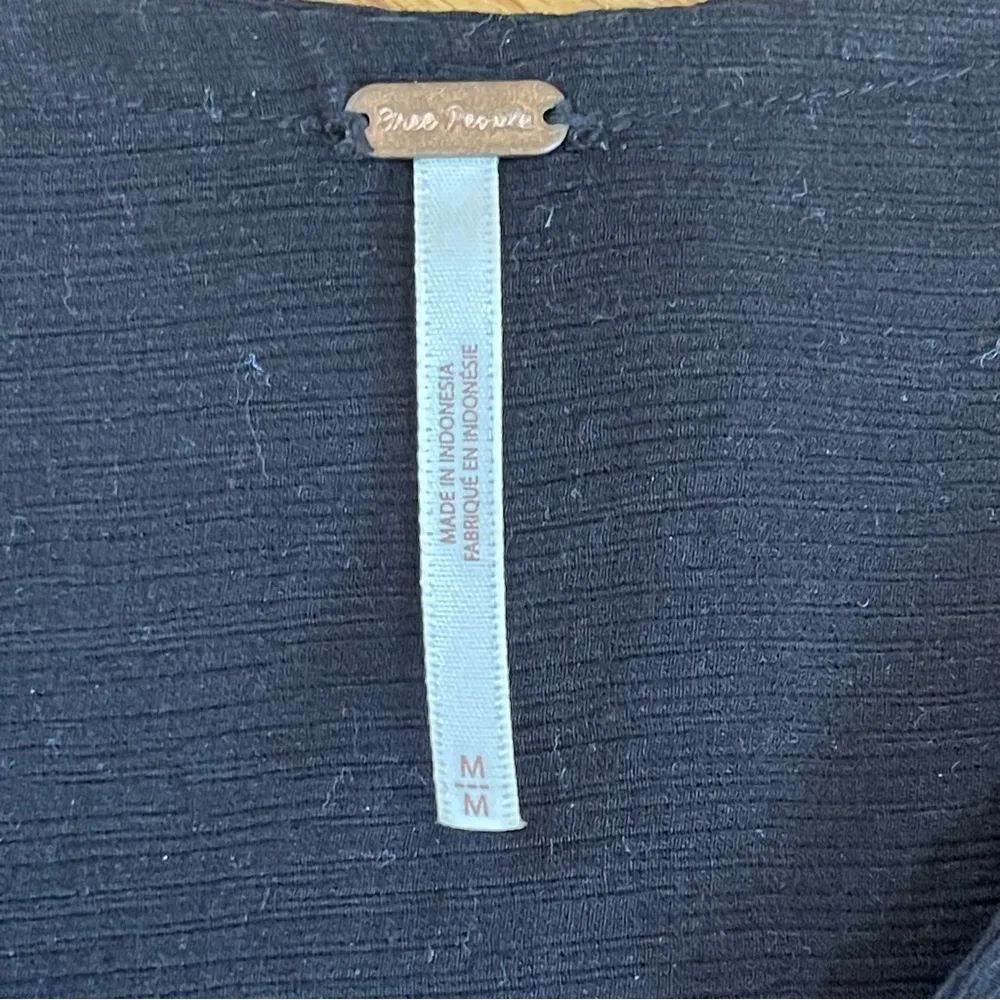 Free People Check On It Draped Wrap Top Hi-Low long sleeve Viscose Black Sz M - Image 9