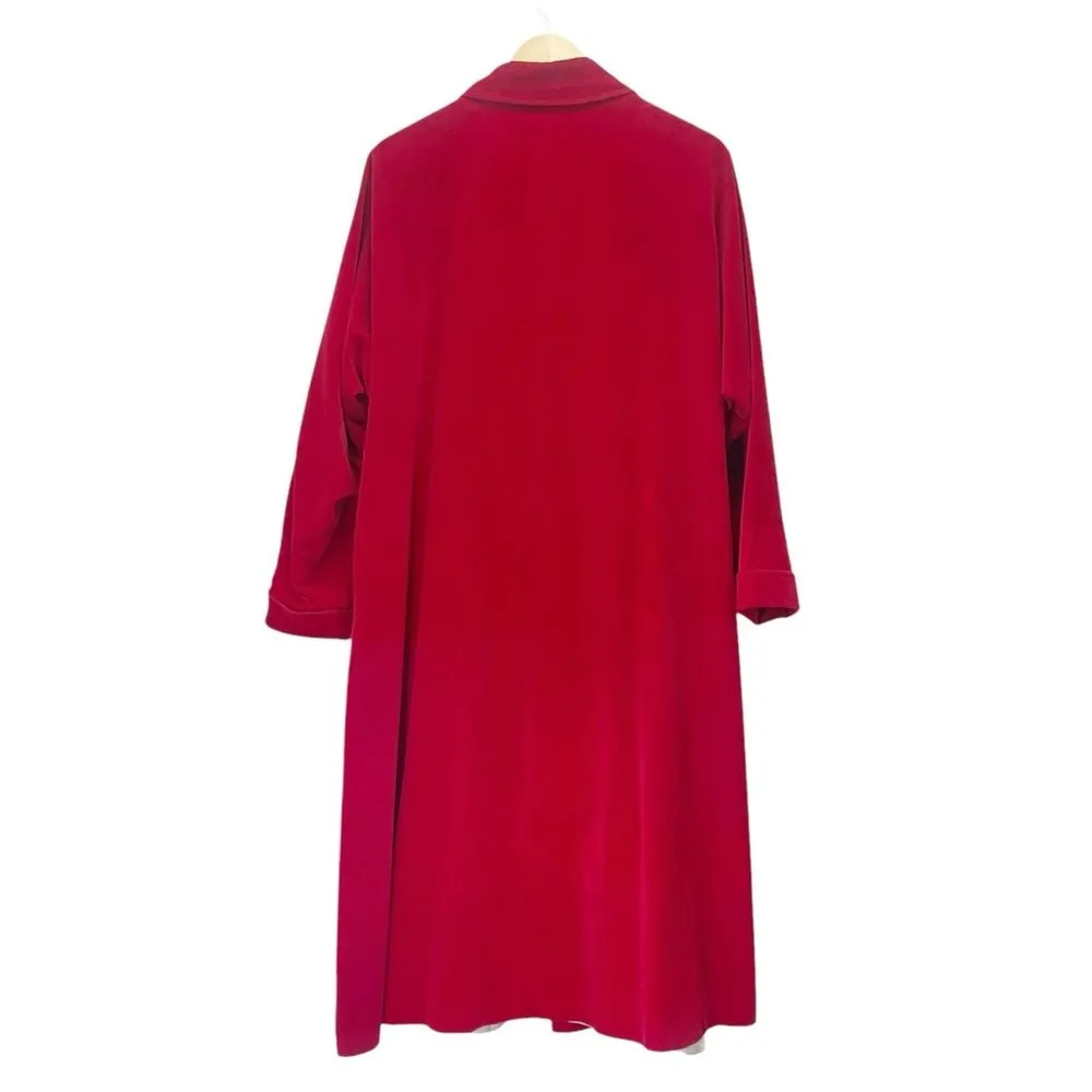 Vintage 1950s Red Velvet Long Evening Swing Coat Size Medium Rockabilly Festive - Image 8