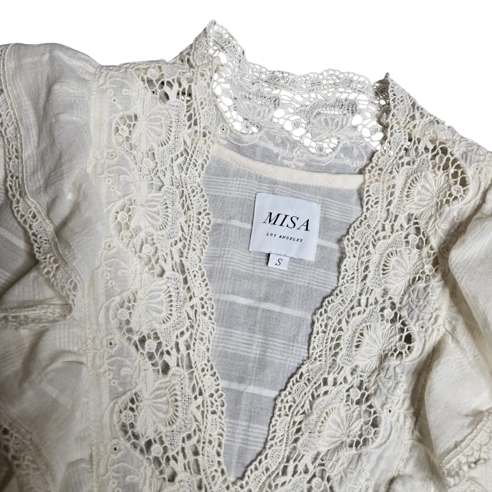 MISA Los Angeles Boho Eyelet Ingrid Top Size: S - Image 4