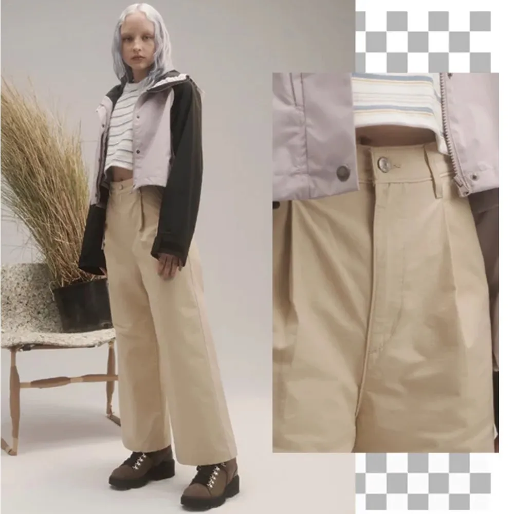 Levi's Premium Pleated High Loose Pants: Crisp Twill Semolina - Khaki Tan Beige - Image 11