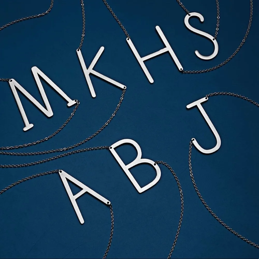 Silver Initial Pendant Necklace Letters A - Image 4