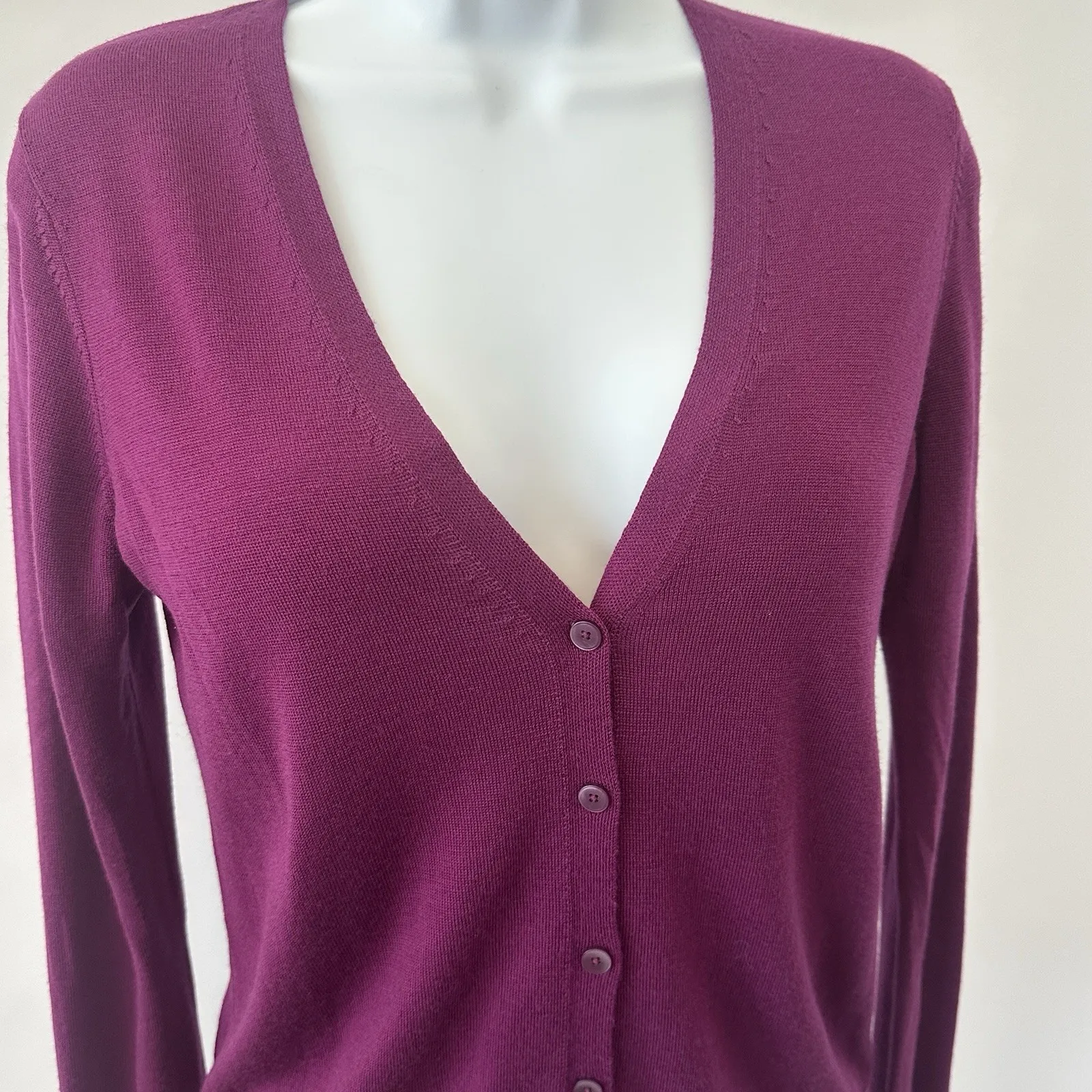 Uniqlo Fuchsia Women's Wool Knit Cardigan Long Sleeve, Sz: S (b34) - Image 3
