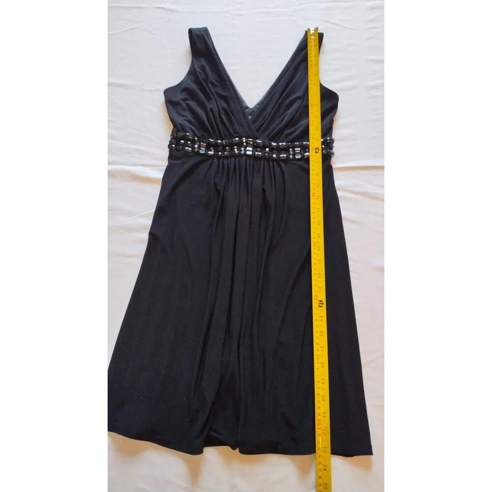 B Smart Sz 4 Black on Black Beaded Self Belt Poly Spandex Dress NWT - Image 8