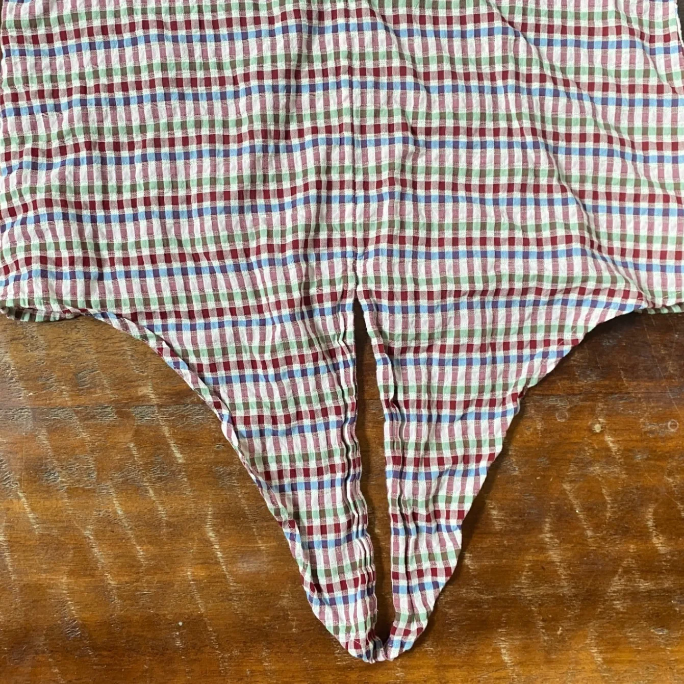 Madewell Tie-Front Rainbow Pink Gingham Plaid Blouse‎ Top XS - EUC - Image 9