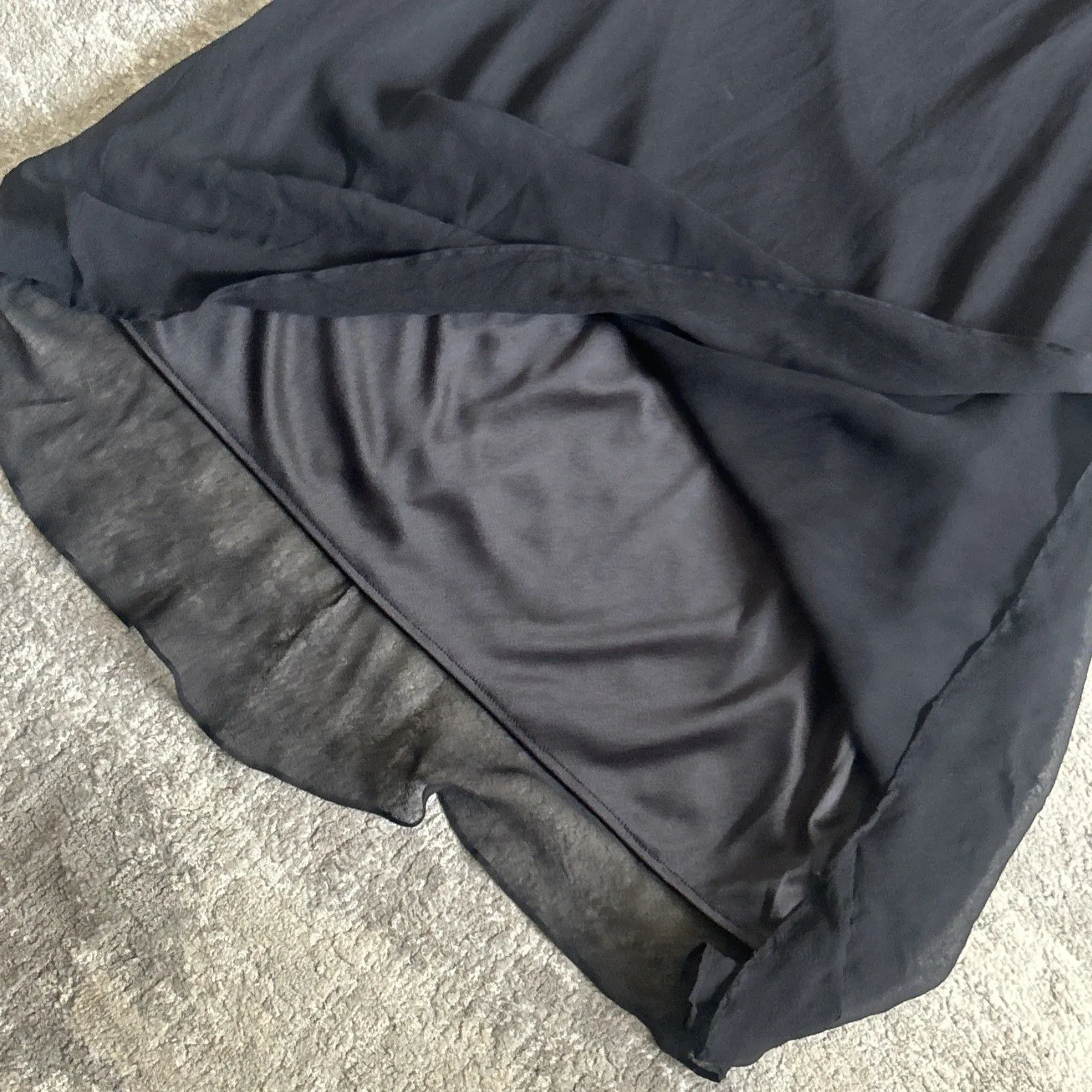 Cattiva Slip Dress Womens 14 Silk Maxi Black Lined Sleeveless Whimsygoth Party - Image 7