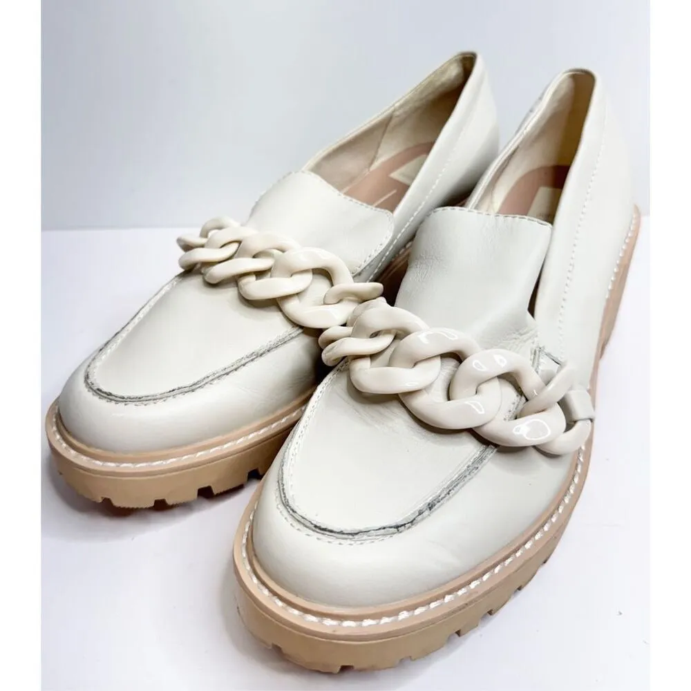 Dolce Vita Shoes Womens Size 10 Haris Ivory Leather Platform Loafers White - Image 2