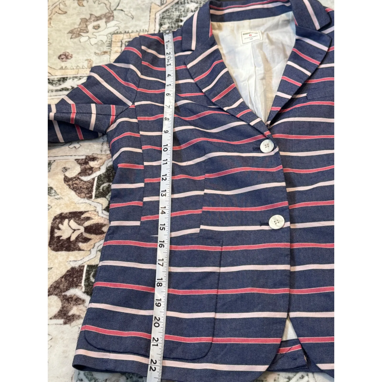 Gap Academy Blazer Women's Size 6 Navy Pink White Stripe Double Button Jacket - Image 5
