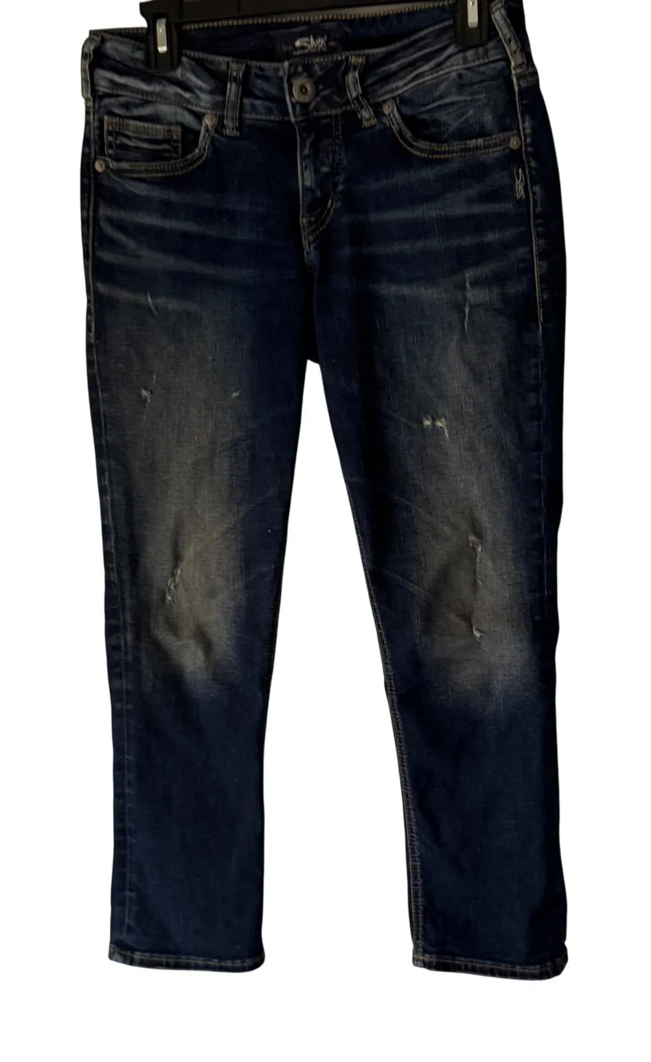 Silver Jeans Co. Suki Capri Womens Denim Jeans W28 Distressed Blue Size 28 - Image 1
