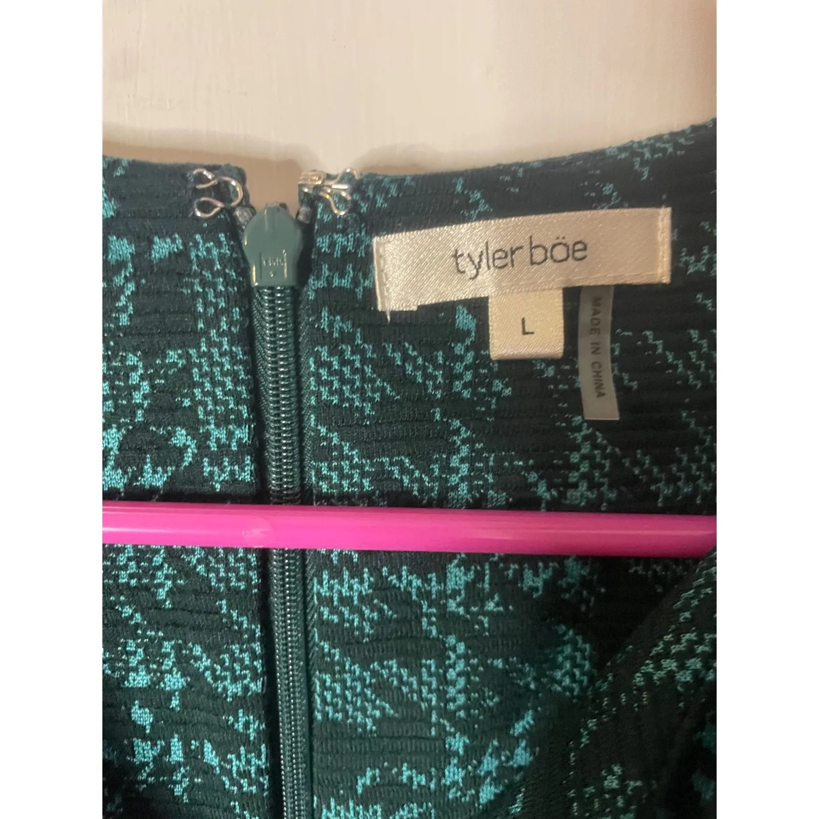 Tyler Boe Teal Black Houndstooth Peplum V Neck 3/4 Sleeve Midi Dress Size L Green Size L - Image 2