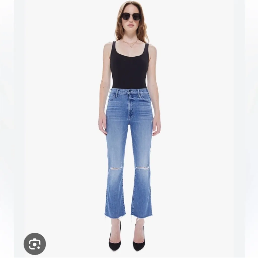 MOTHER THE HUSTLER ANKLE FRAY IN CANT STOP STARING HI RISE ANKLE KICK FLARE SZ26 Blue Size 26 - Image 2