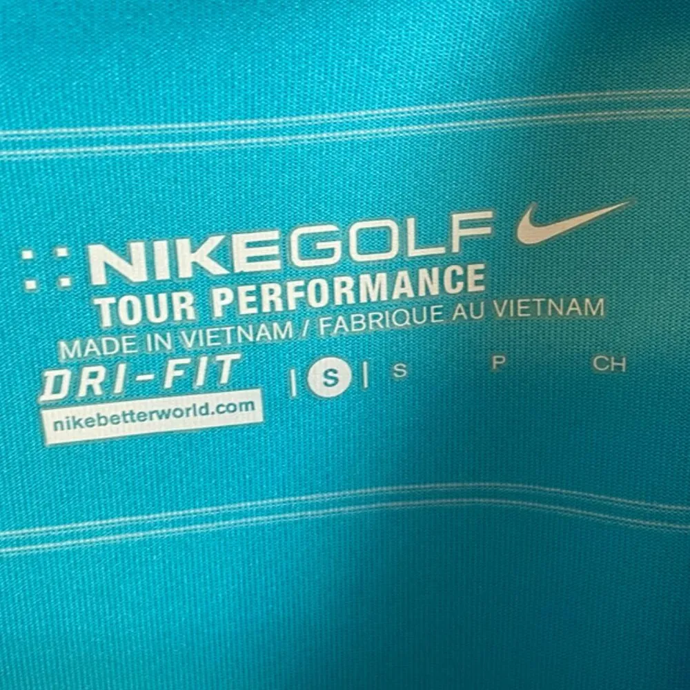 Nike Golf Turquoise Striped Tour Performance Collared Tank Top - Image 4