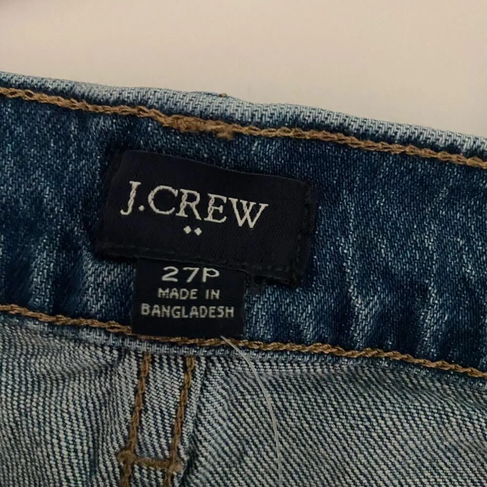 J. Crew Factory Cropped Patch Pocket Straight Ankle Jeans Size 27 P Petite New Blue - Image 9