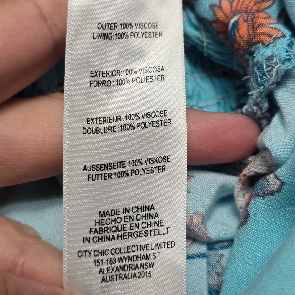 City Chic "Sweet Aura" Floral Peasant Top Size 16 – Turquoise Boho Blouse - Image 7