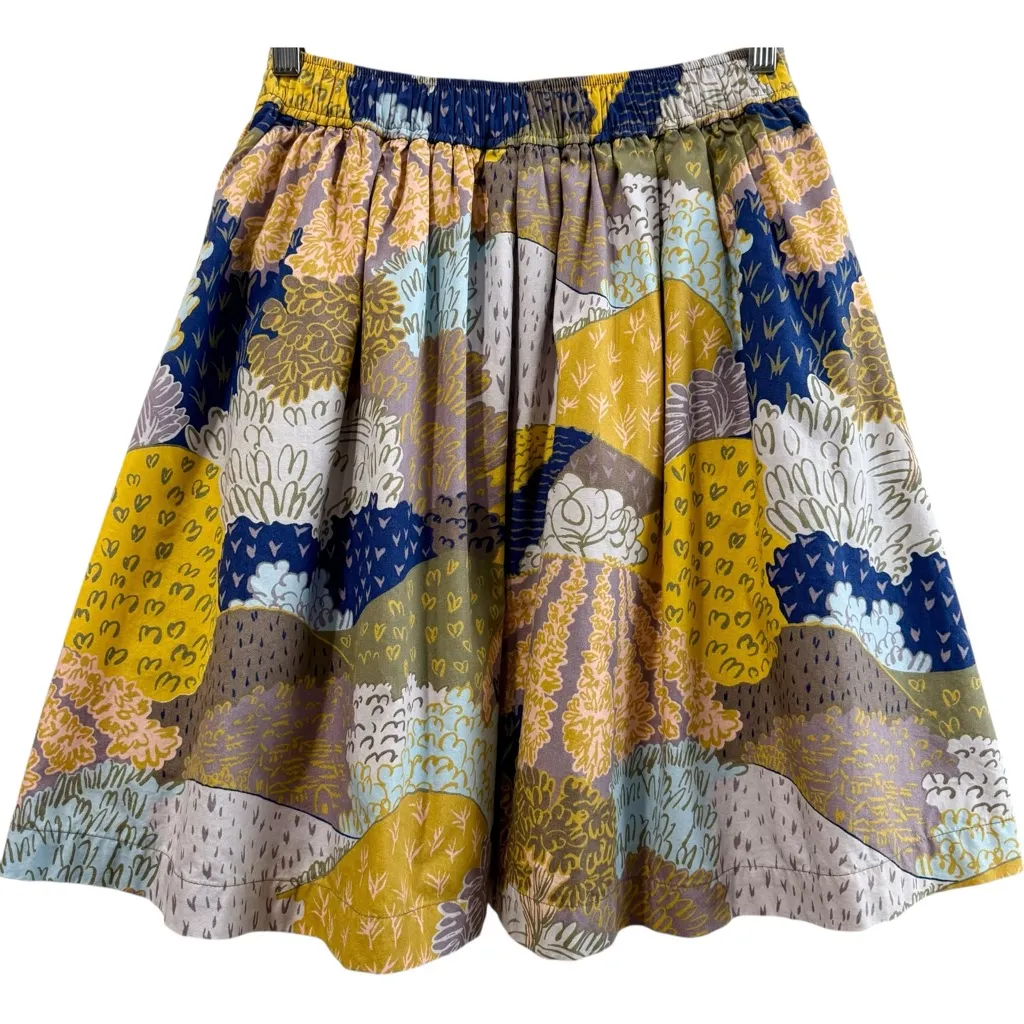 Boden Yellow / Blue Pleated Full Lined Mini‎ Skirt Size 2 - Image 2