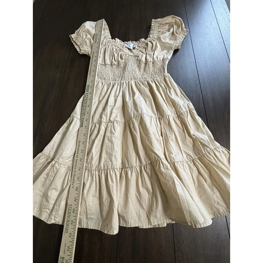 Princess Polly Daniela Mini Dress Beige Cream Size 4 100% Cotton NEW! - Image 5