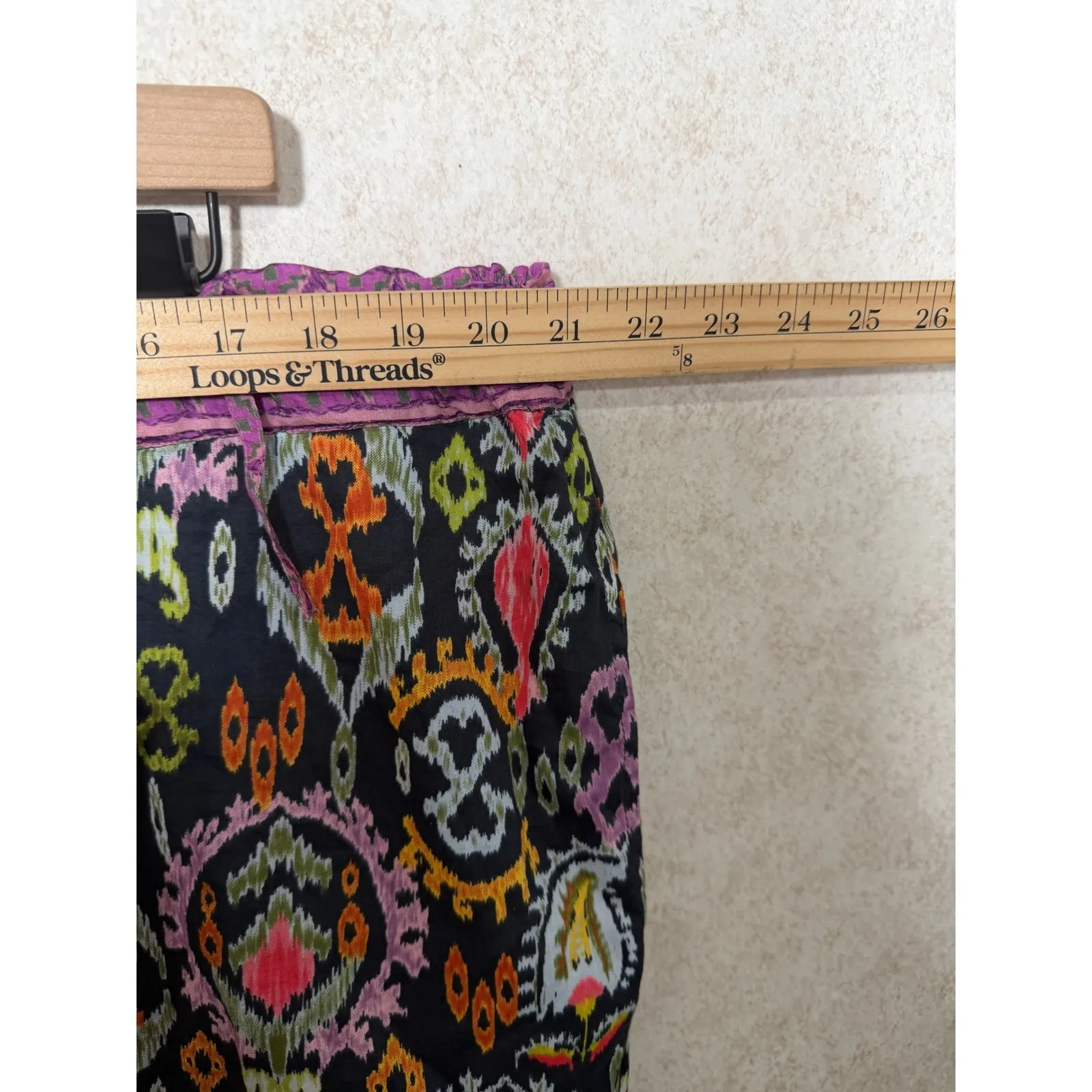 Sundance Leia Multi Pattern Cropped Capri Pants Elastic Waist Drawstring Cotton‎ - Image 3