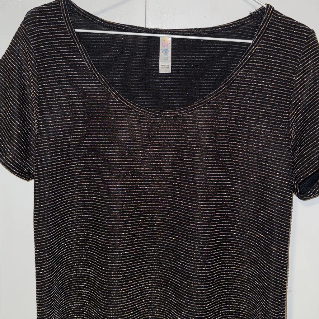 Lularoe Elegant Collection Classic T- Shirt Black Copper Stripe Women’s S - Image 3