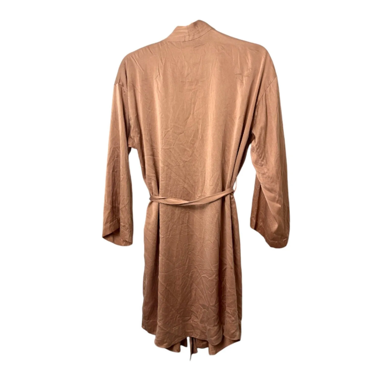 Quince Washable Mulberry Silk Robe Toasted Almond Taupe Size Small - Image 3