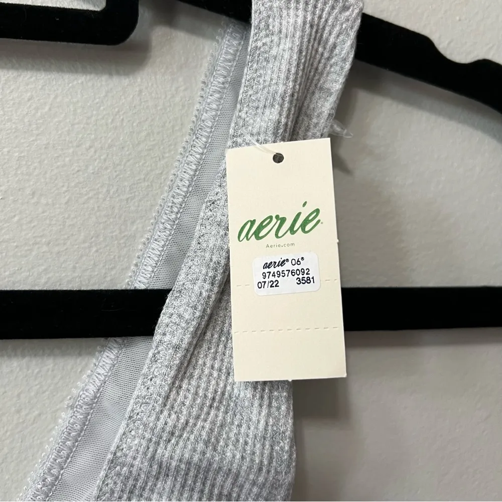 Aerie Lace Waffle Longline Bralette in Light Gray Size S New with Tags - Image 9