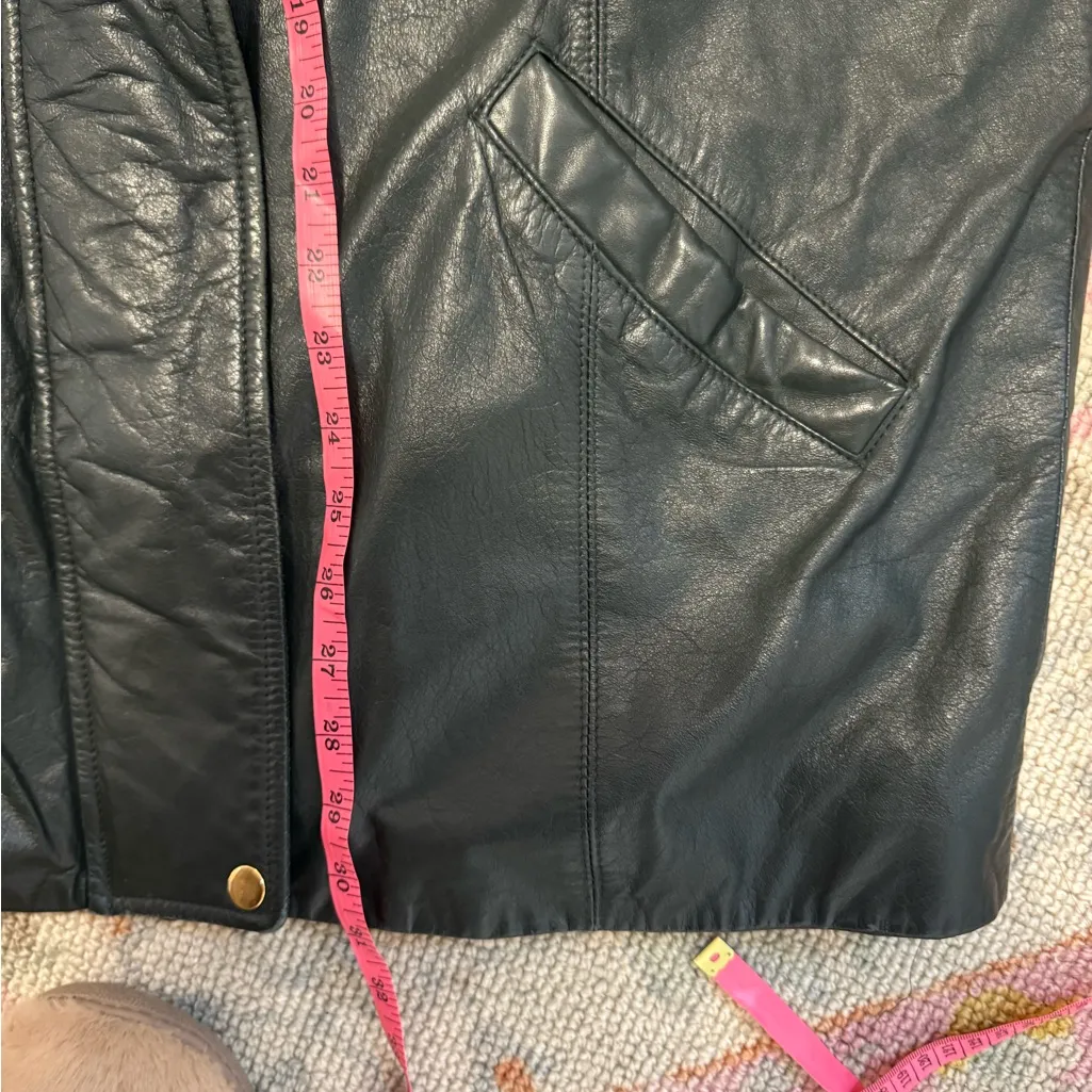 Gorgeous dark green 100% leather oversized jacket size L Size L - Image 8