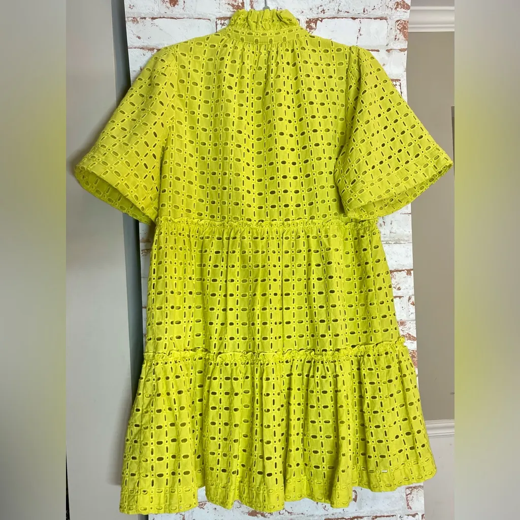 Tuckernuck Chartreuse Eyelet Mini Dress - Image 2