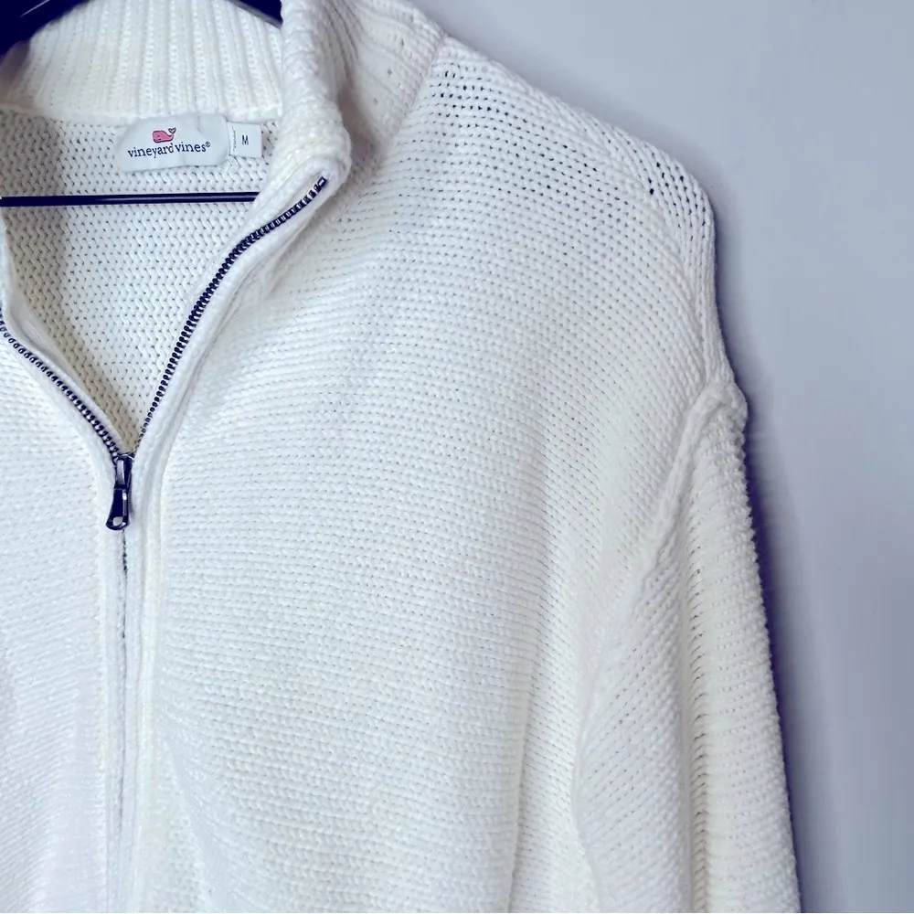 Vineyard Vines Off White Zip Front Cardigan Size M - Image 4