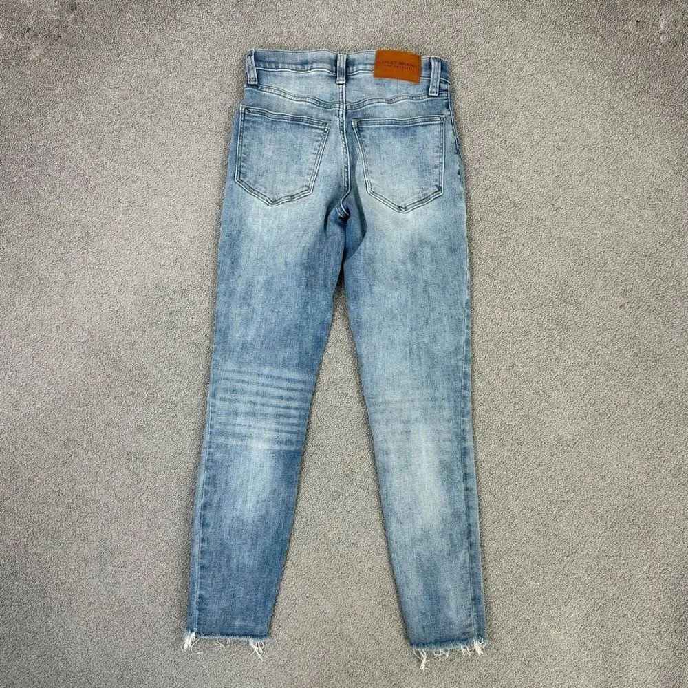 Lucky Brand Ava Mid Rise Skinny Jeans Blue Size 4 27 Raw Hem‎ Ankle Cropped - Image 6