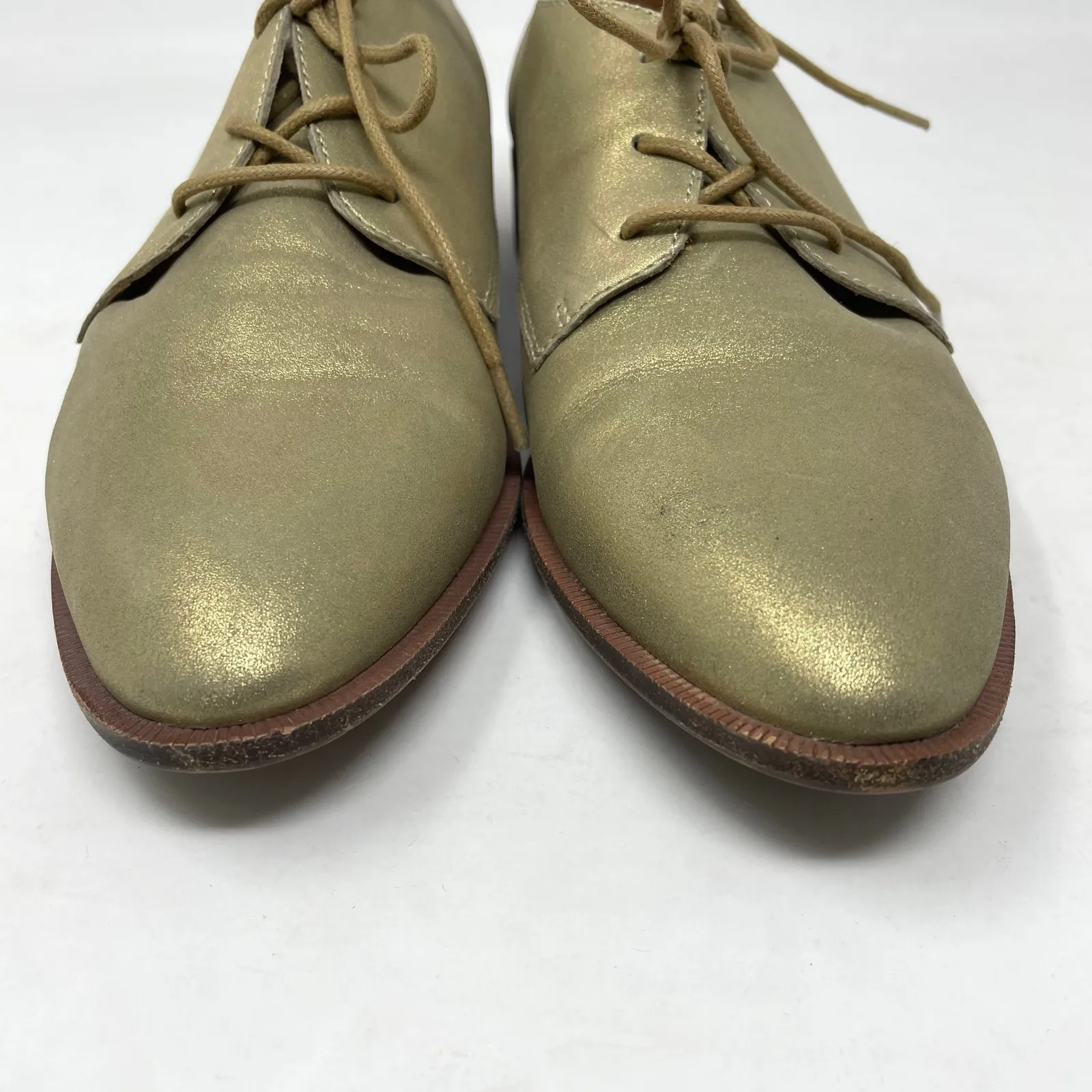 Madewell Frances Light Gold Metallic Leather Lace Up Oxford Shoes Womens 7.5 - Image 4