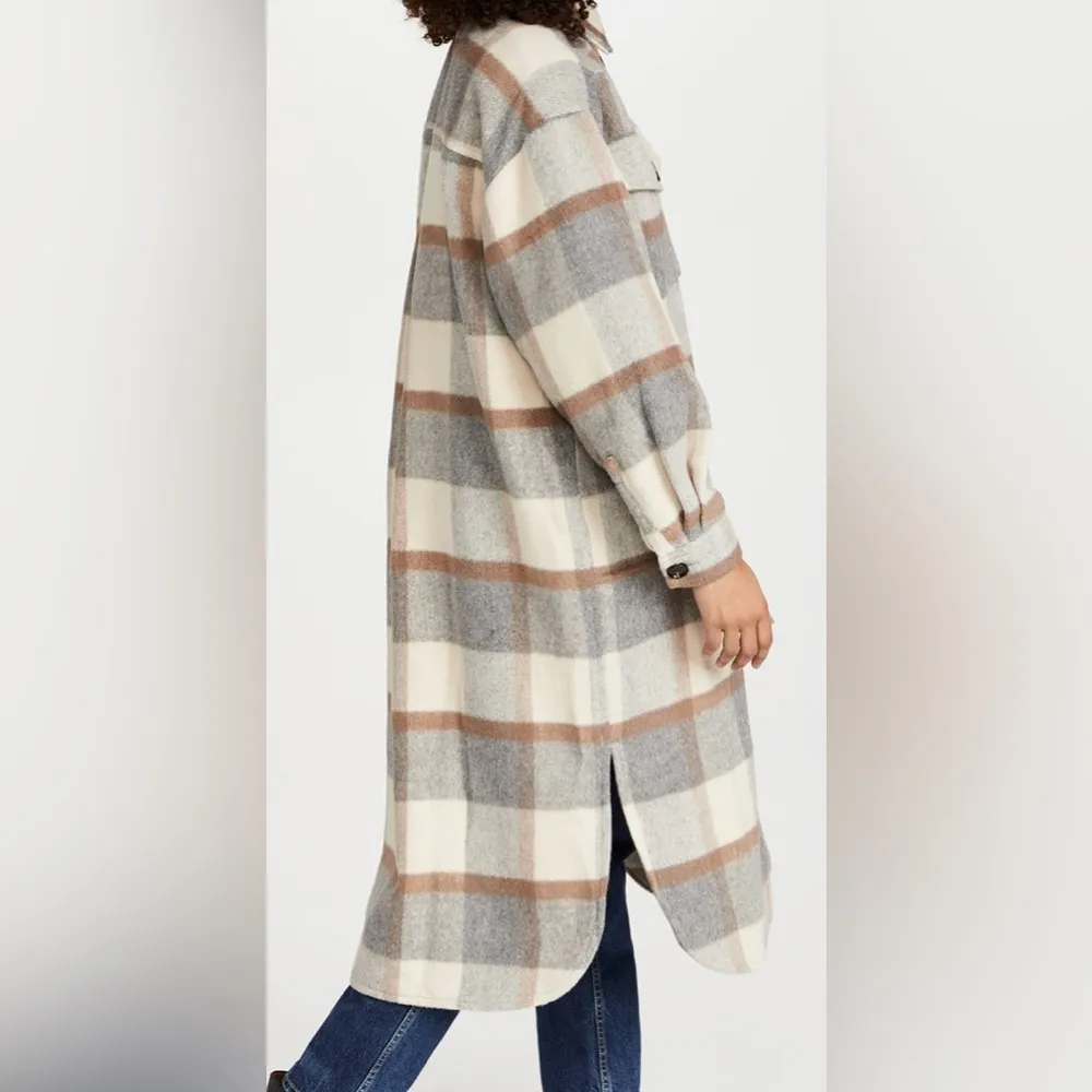 STELLA NOVA Emmy Joe Plaid Longline Coat jacket overshirt wool felt blend 10 Gray - Image 3