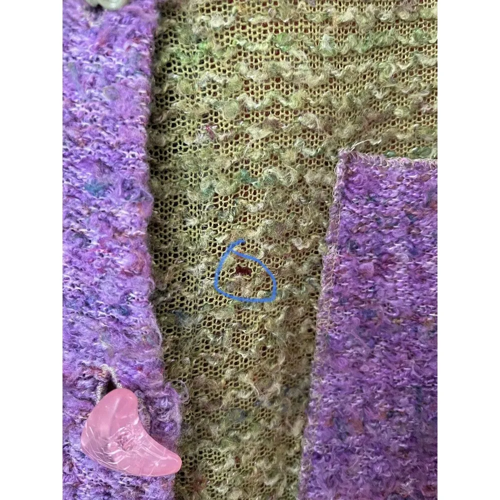 Jackie Loves John Funky VTG Colorblock Wool Blend Cardigan Sweater Size Medium Pink - Image 5