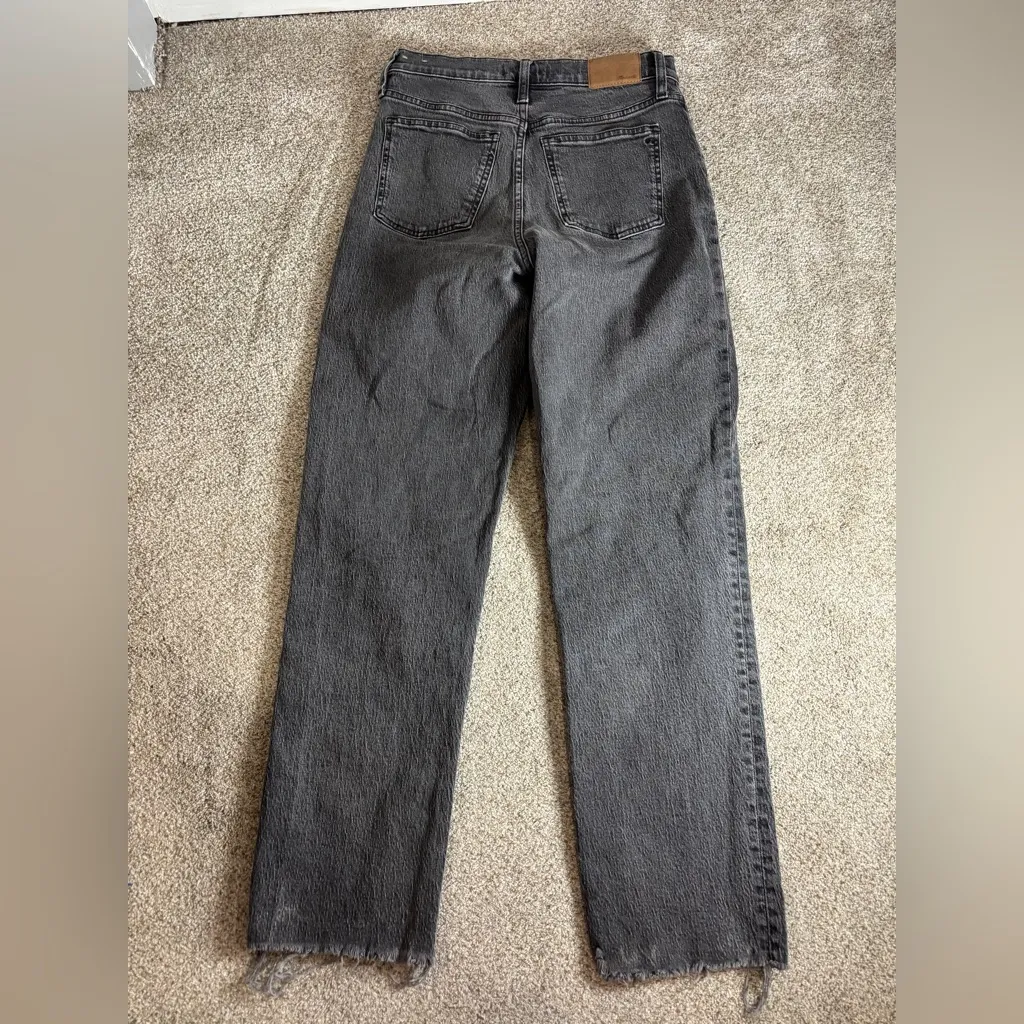 Madewell Jeans Womens 27 Tall Perfect Vintage Straight High Rise Raw Hem Black - Image 10
