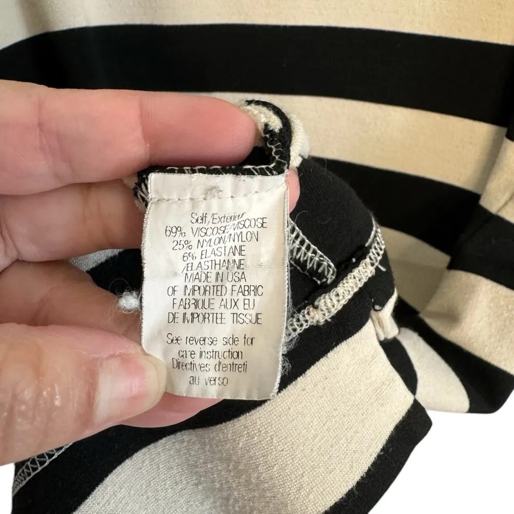 Theory Zamora Onita Striped Cream and Black 3/4 Sleeve Dress - Image 7