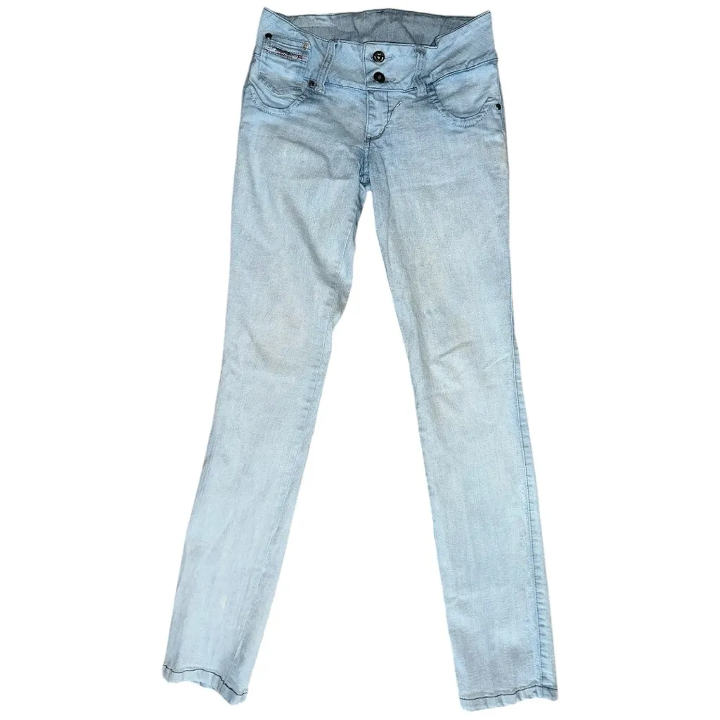 Diesel Vintage Rare Women’s Size 10 Light Blue Wash Super Low Rise Slim Jeans - Image 2