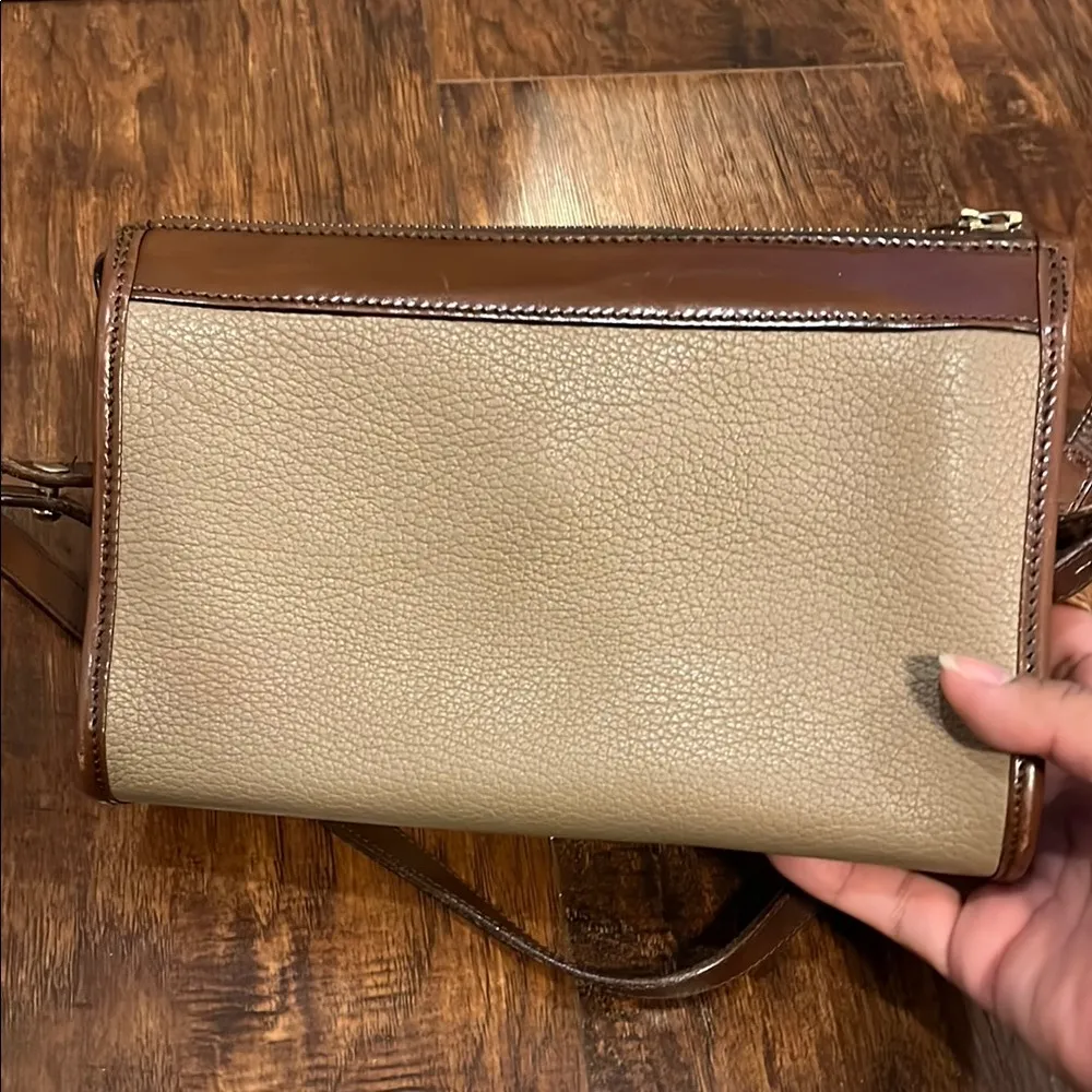 Dooney & Bourke Tan and Brown Leather Crossbody Bag - Image 2