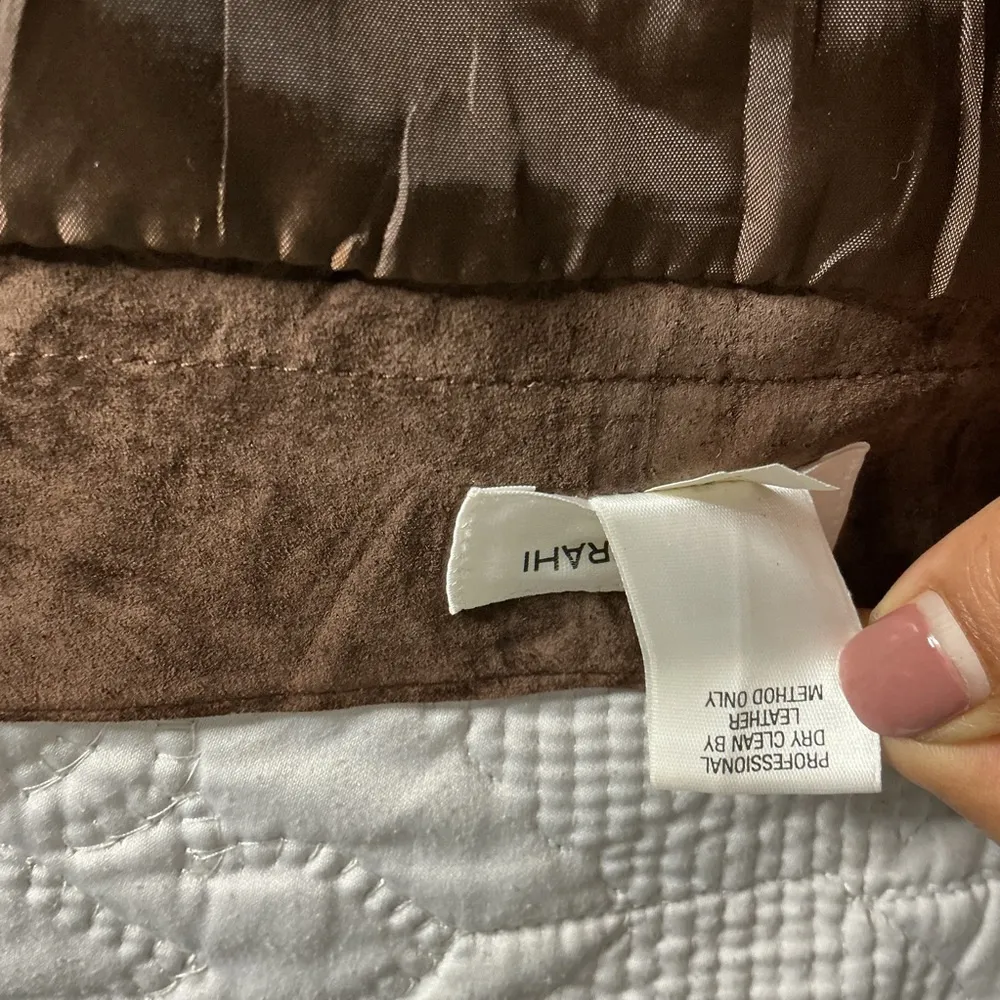 Y2k 90,S vintage Isaac Mizrahi Taupe Leather Jacket size 8 - Image 10