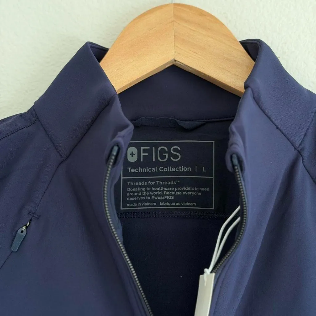 Figs On Shift Contour Knit Jacket in Navy, Size Large - Image 10