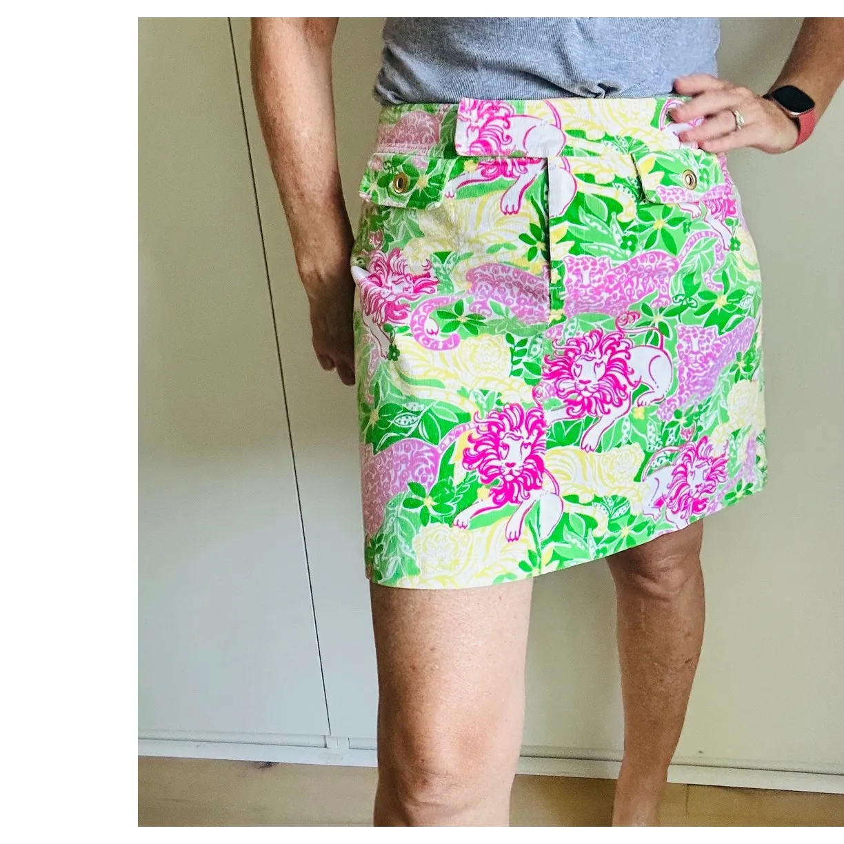 Lilly Pultzer Mini skirt Animal Crackers Lion Tiger JUngle Pastel Print Size 6 - Image 11