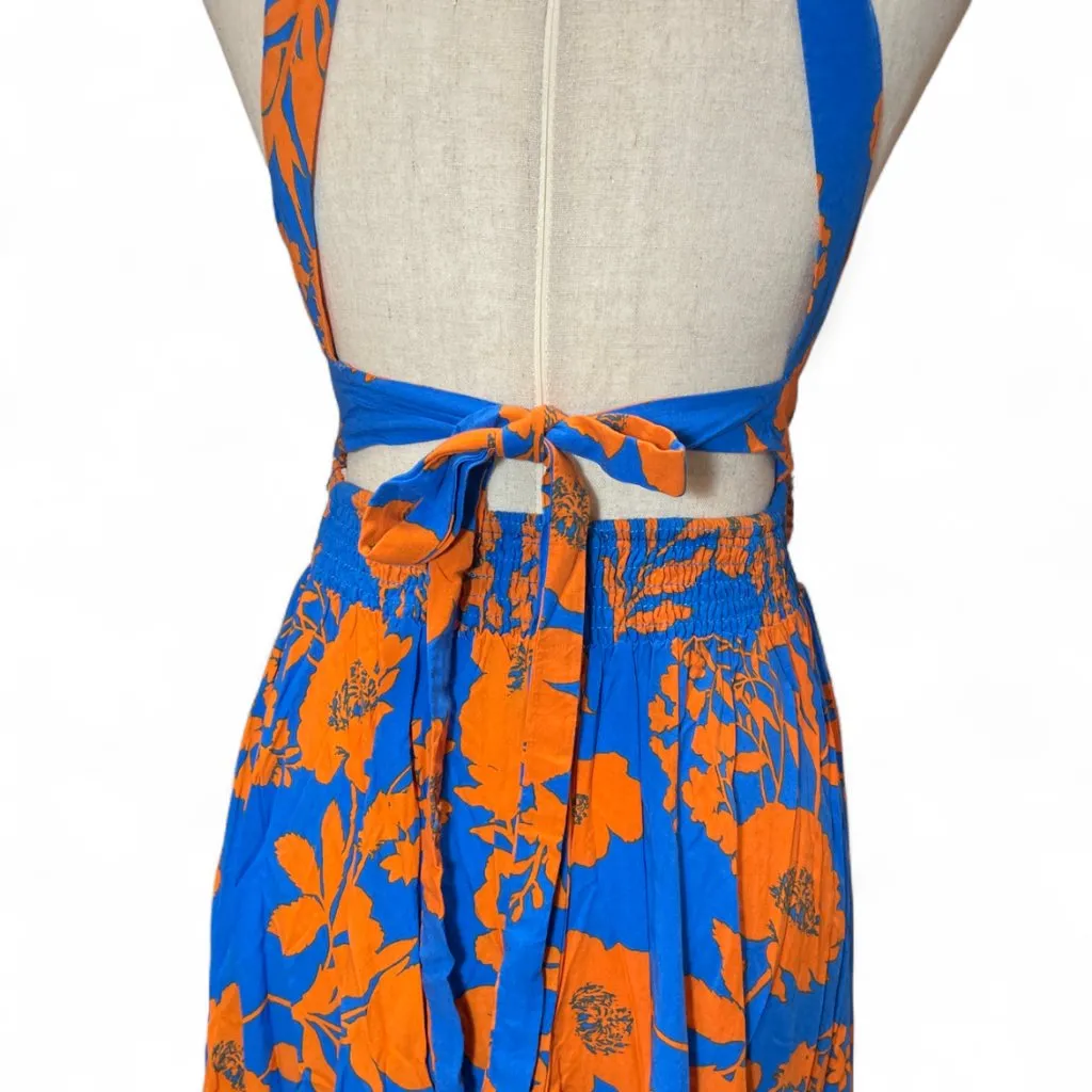 Anthropologie Abel the Label Charlie Blue Orange High Neck Backless Maxi Dress S - Image 4