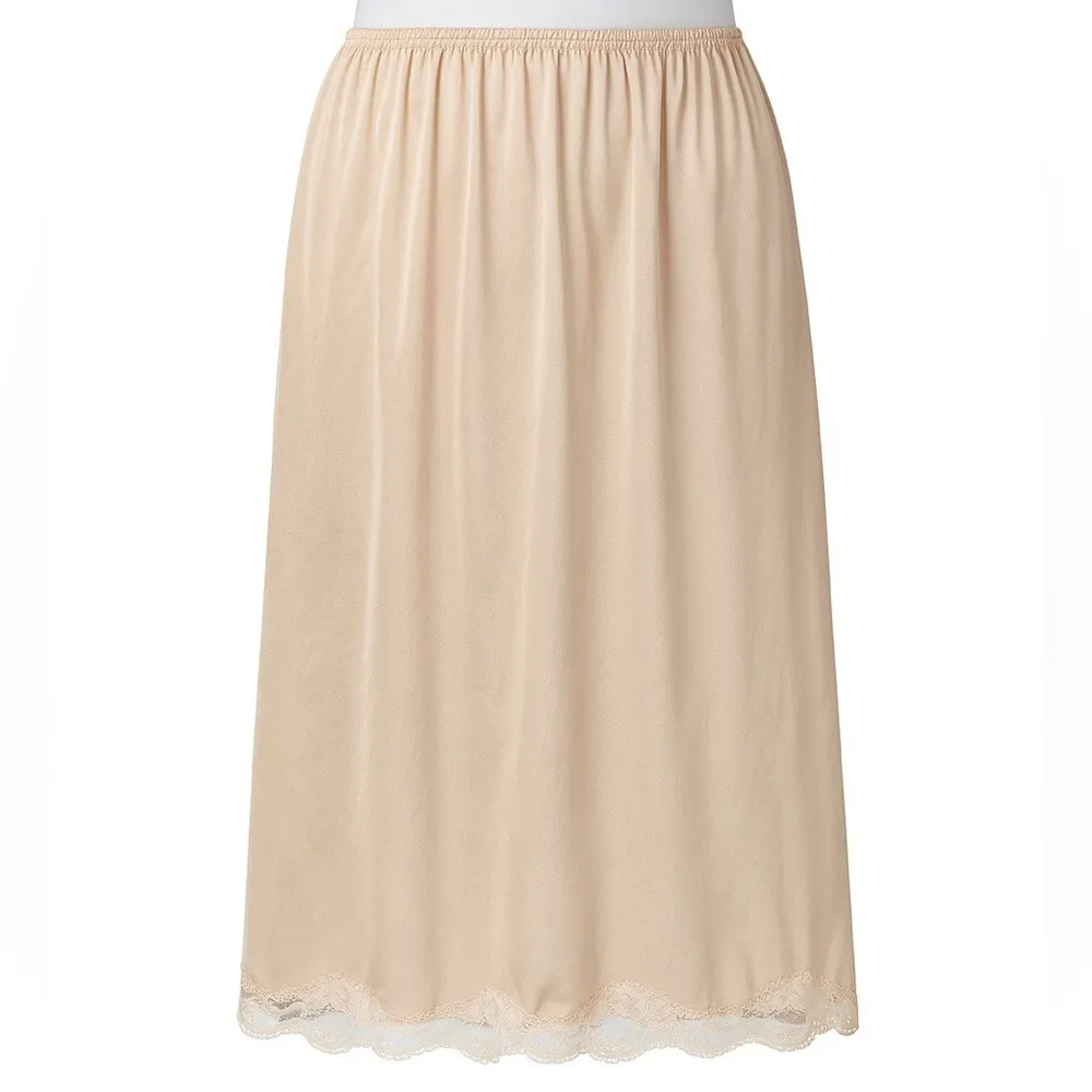 VTG‎ 80s Hanes Her Way Half Slip M Lace Trim Hem Silhouette Lace Coquette Fairy - Image 2