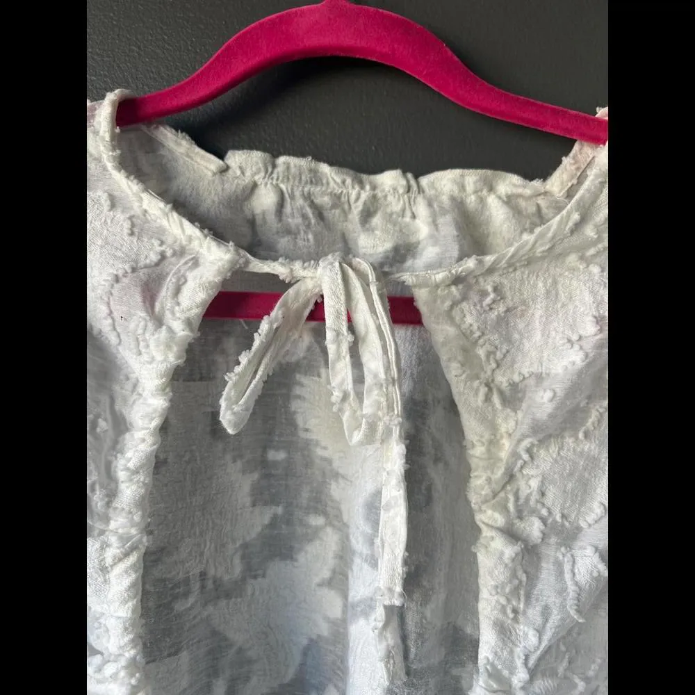 Free People Elegant White Puff Sleeve Blouse size Large - Image 5