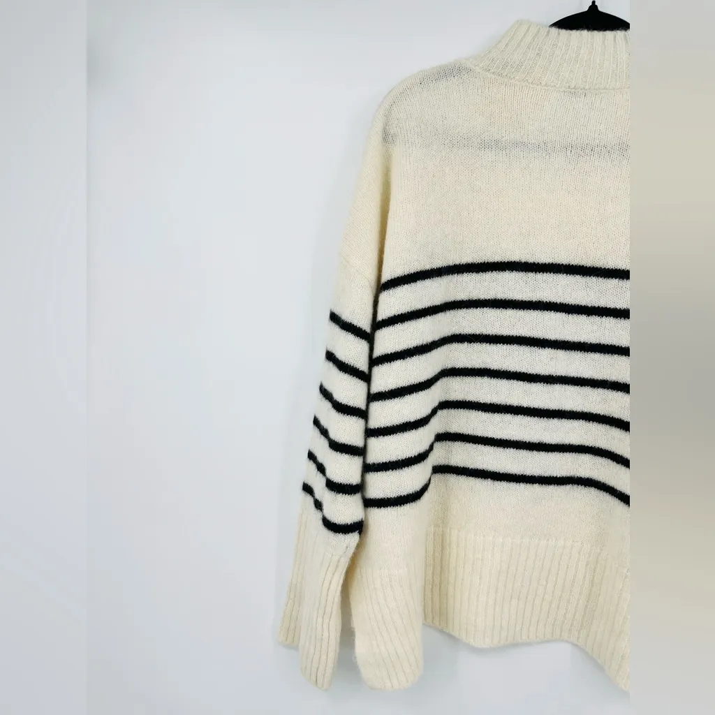 🆕 NWOT Pacas Women’s Mock Neck Sweater Baby Alpaca Wool Striped Long Sleeve XL Black - Image 10