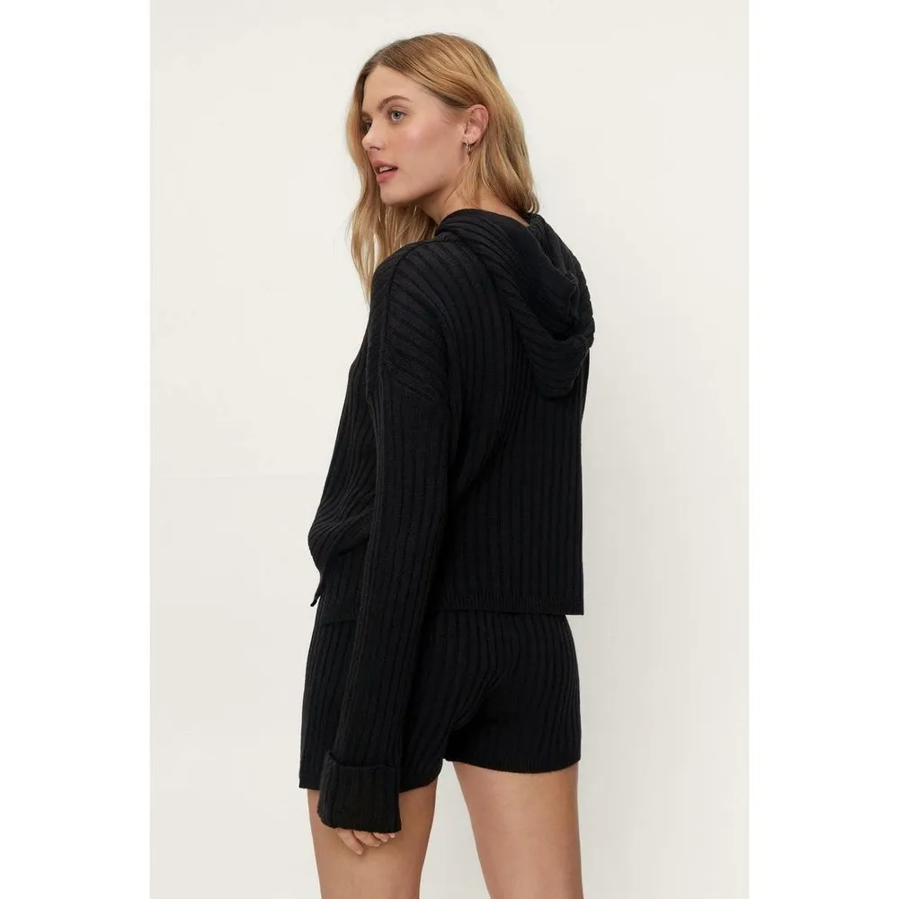 Nasty Gal Knitted Hoodie Bell Sleeves Gray Taupe Size Small - Image 15