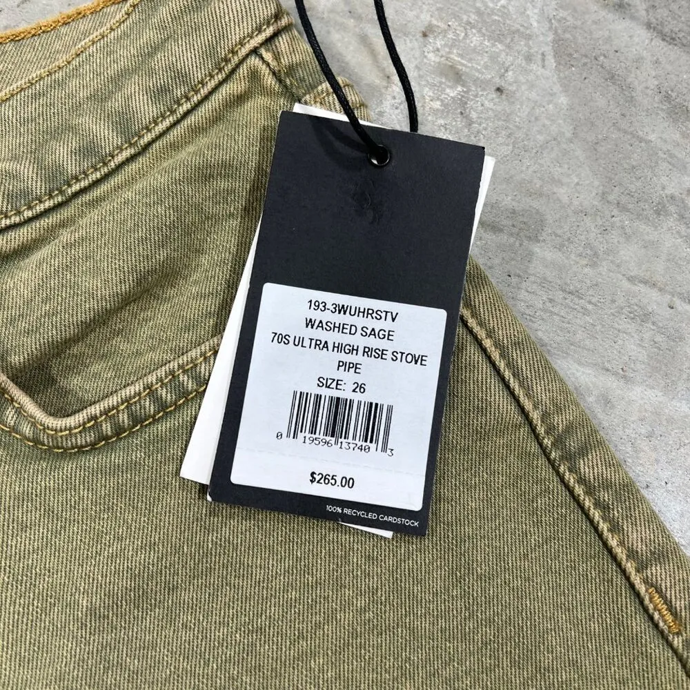 $265 NWT RE/DONE WASHED SAGE 70s ULTRA HIGH RISE STOVE PIPE 26 - Image 5