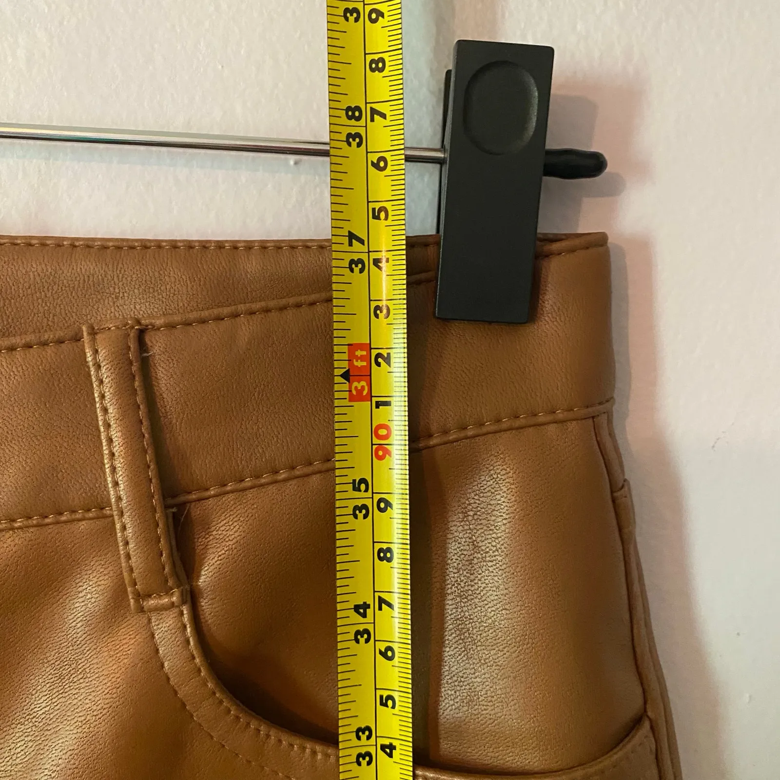 Aritzia Wilfred Vegan Leather Brown Straight Leg Pants Women's size 4 Small - Image 9