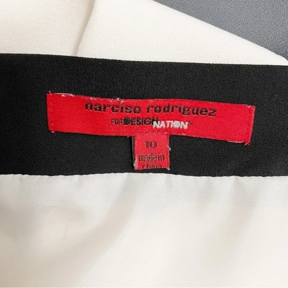 Narciso Rodriguez Colorblock Back Zip Pencil Skirt White Black Steel Size 10 - Image 7